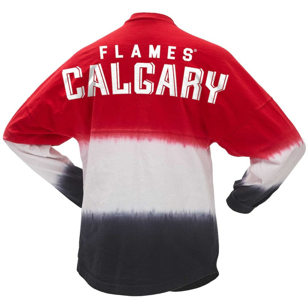 Calgary Flames Fanatics Women's Ombre Long Sleeve T-Shirt Red/Black
