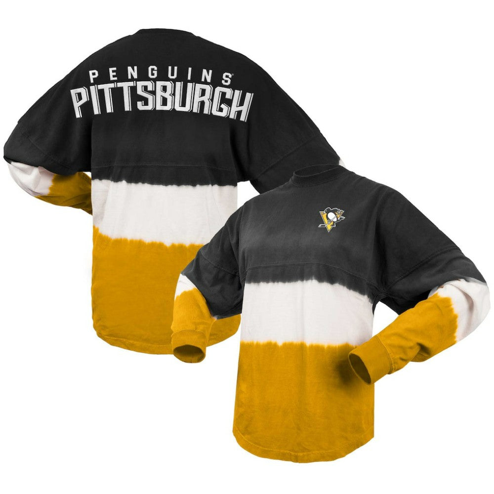 Pittsburgh Penguins Fanatics Women's Ombre Long Sleeve T-Shirt Black/Gold