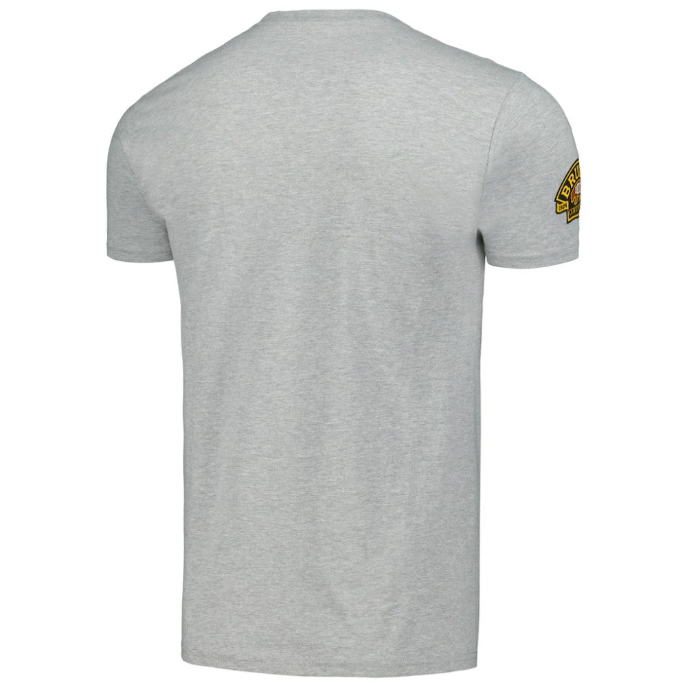 Boston Bruins Mitchell & Ness 100th Anniversary Script Sweep T-Shirt Heather Gray