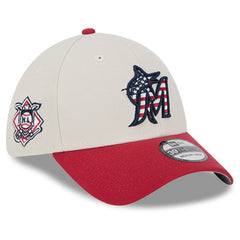Miami Marlins 2024 Fourth of July 39THIRTY Flex Hat Khaki/Red | New Era