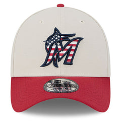 Miami Marlins 2024 Fourth of July 39THIRTY Flex Hat Khaki/Red | New Era