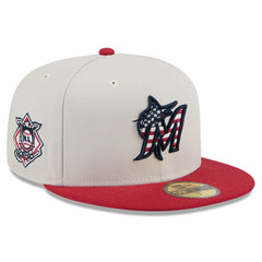 Miami Marlins 2024 Fourth of July 59FIFTY Fitted Hat Khaki/Red | New Era