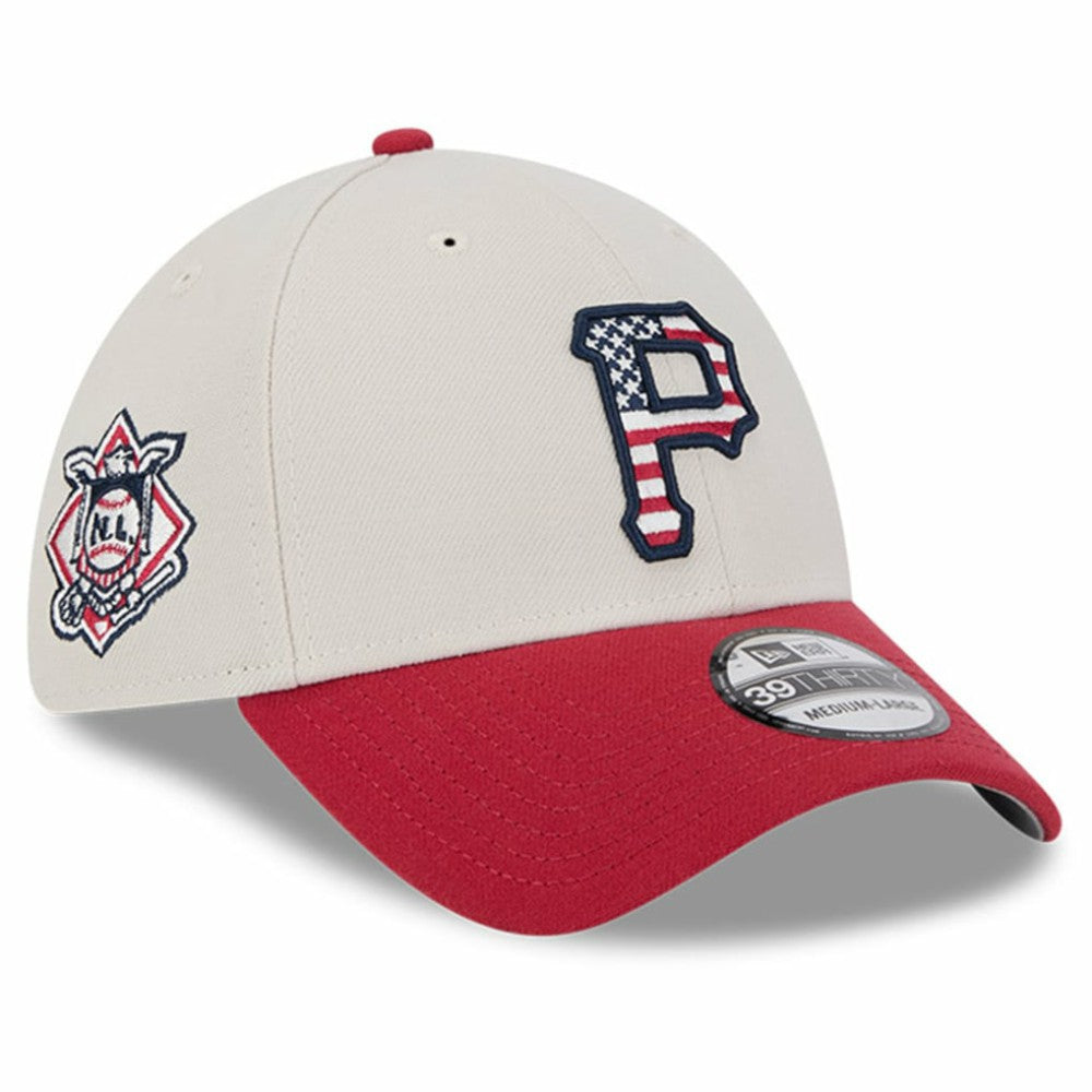 Pittsburgh Pirates 2024 Fourth of July 39THIRTY Flex Hat Khaki/Red | New Era