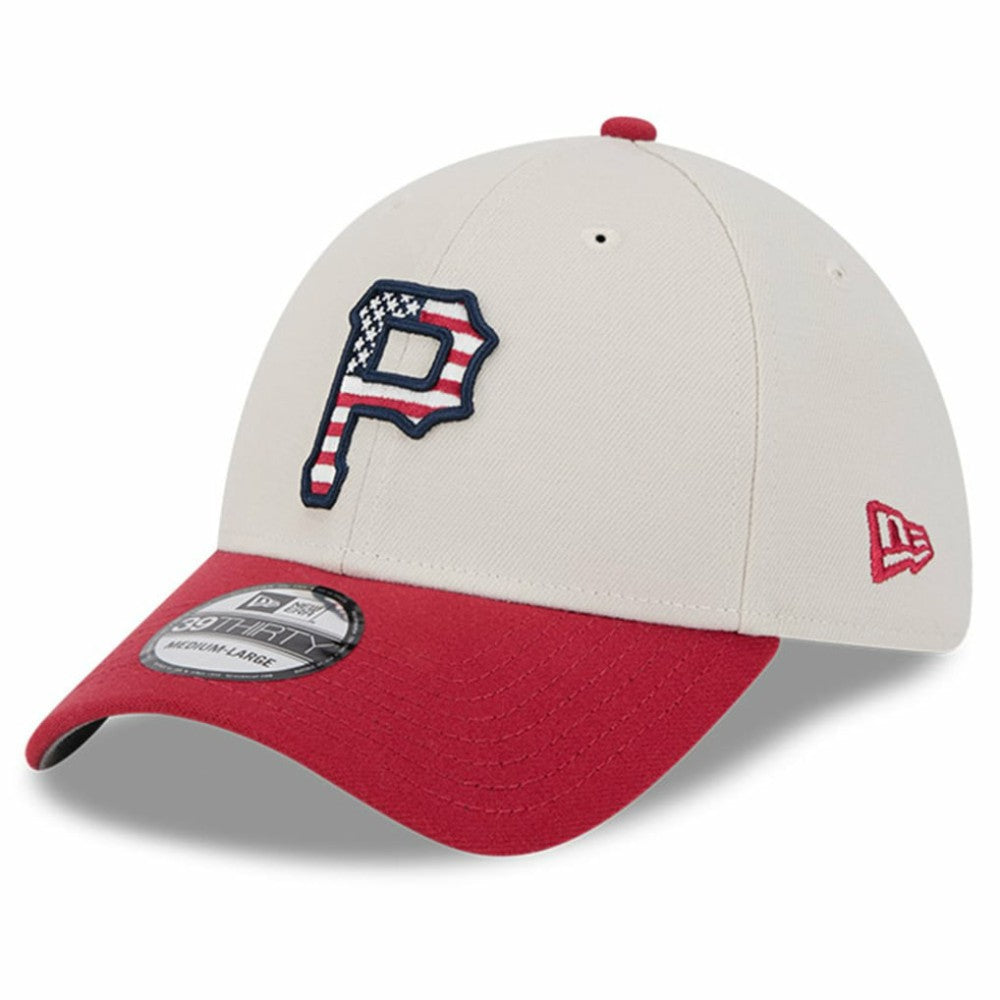 Pittsburgh Pirates 2024 Fourth of July 39THIRTY Flex Hat Khaki/Red | New Era