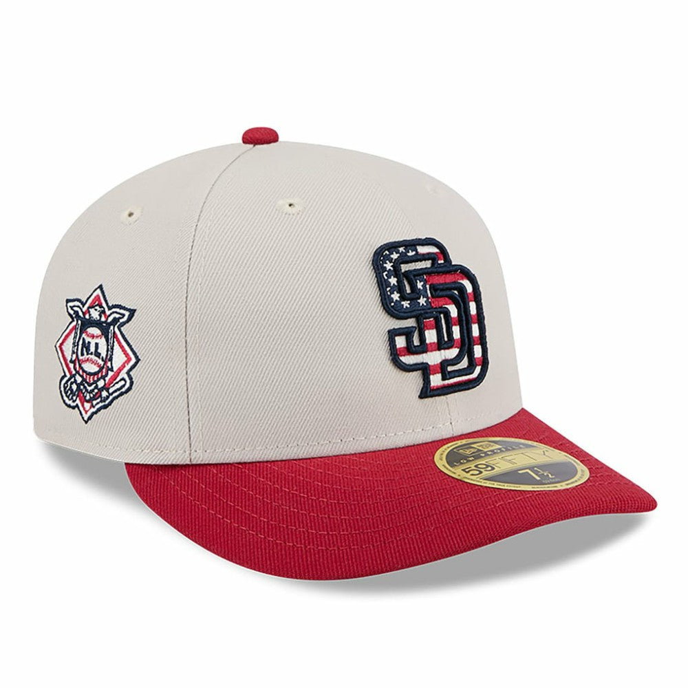 San Diego Padres 2024 Fourth of July Low Profile 59FIFTY Fitted Hat Khaki/Red | New Era