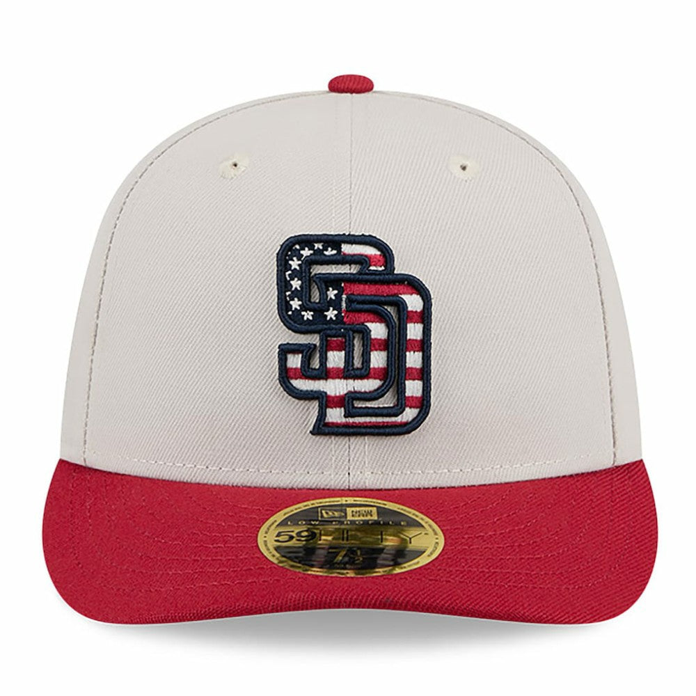 San Diego Padres 2024 Fourth of July Low Profile 59FIFTY Fitted Hat Khaki/Red | New Era