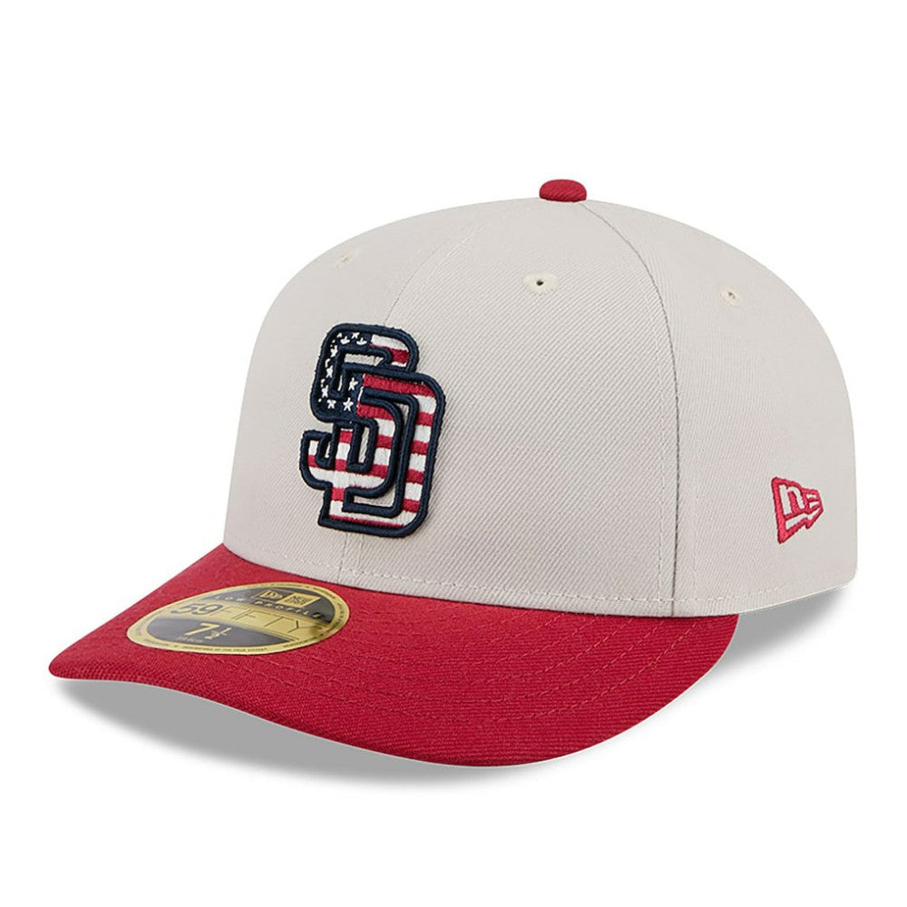 San Diego Padres 2024 Fourth of July Low Profile 59FIFTY Fitted Hat Khaki/Red | New Era