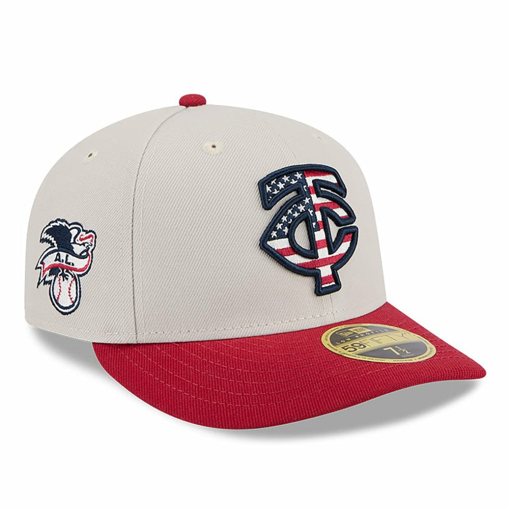 Minnesota Twins 2024 Fourth of July Low Profile 59FIFTY Fitted Hat Khaki/Red | New Era