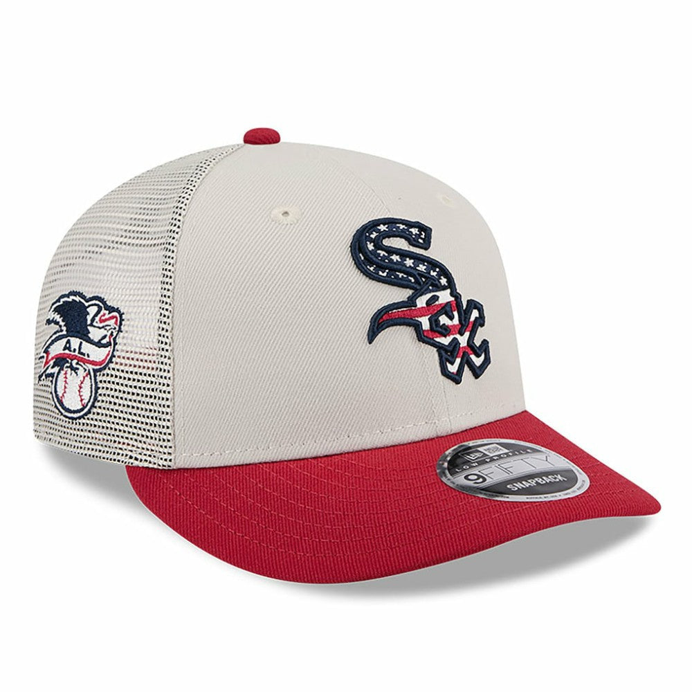 Chicago White Sox 2024 Fourth of July Trucker Low Profile 9FIFTY Snapback Hat Khaki/Red | New Era