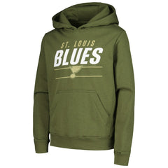 St. Louis Blues Levelwear Youth Podium Fleece Pullover Hoodie Olive
