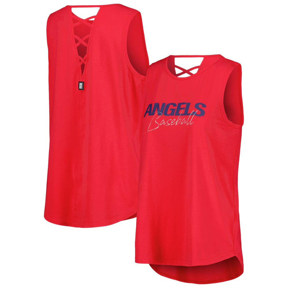 Los Angeles Angels DKNY Sport Women's Claire Fashion Tri-Blend Tank Top Red