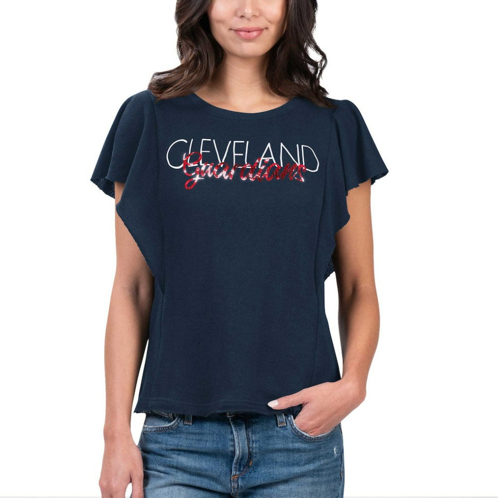 Cleveland Guardians G-III 4Her by Carl Banks Women's Crowd Wave T-Shirt Navy