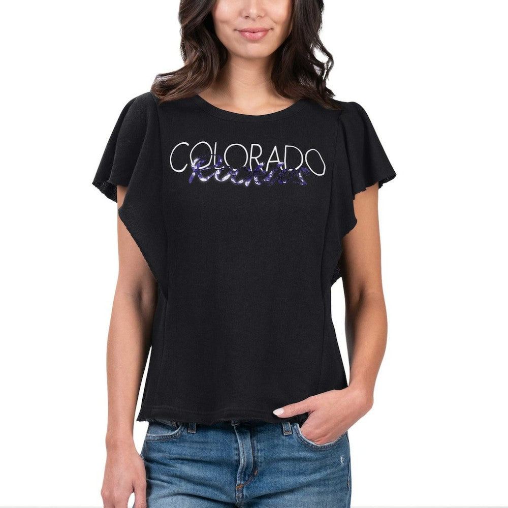 Colorado Rockies G-III 4Her by Carl Banks Women's Crowd Wave T-Shirt Black