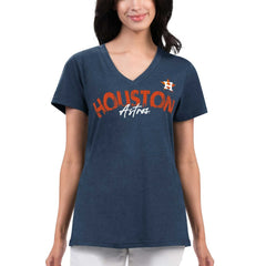 Houston Astros G-III 4Her by Carl Banks Women's Key Move V-Neck T-Shirt Navy