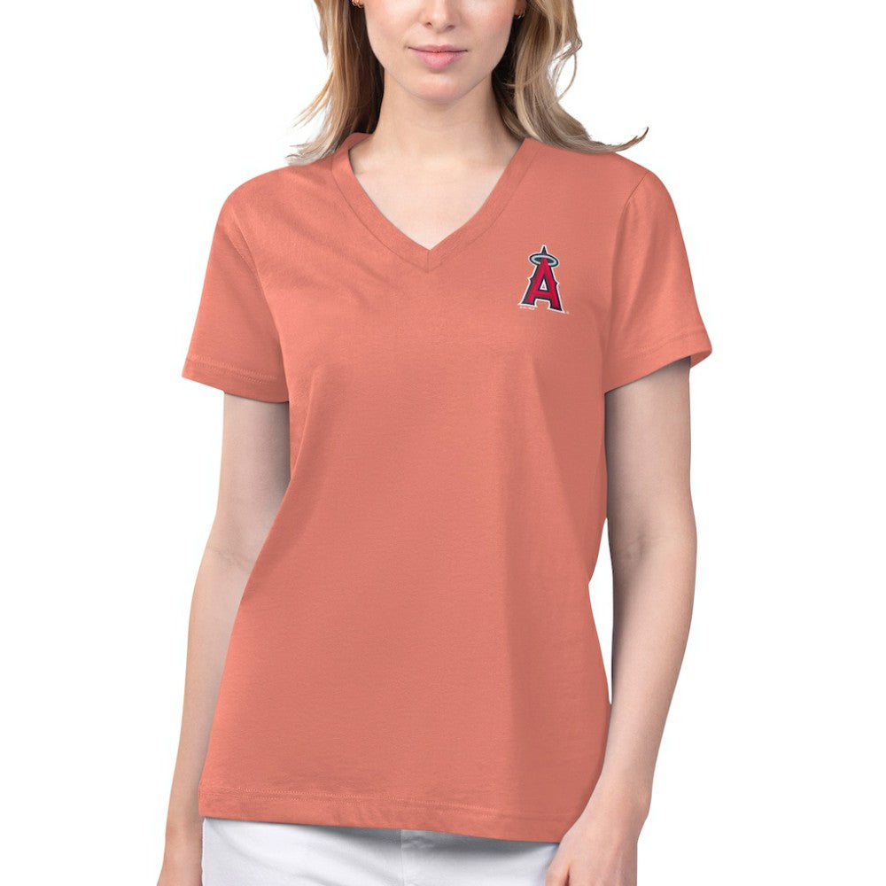 Los Angeles Angels Margaritaville Women's Game Time V-Neck T-Shirt Coral