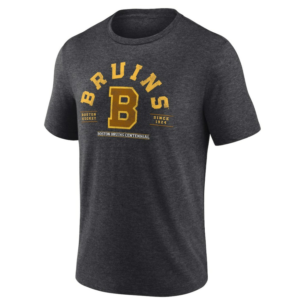 Boston Bruins Fanatics Centennial The Early Years Tri-Blend T-Shirt Heather Charcoal