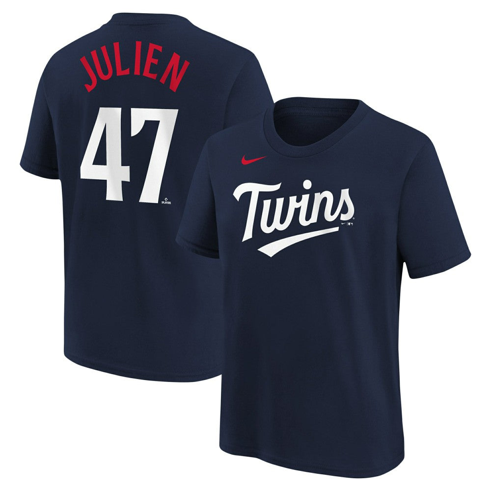 Edouard Julien Minnesota Twins Youth Name & Number T-Shirt Navy | Nike