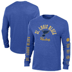 St. Louis Blues Champion Multi-Logo Tri-Blend Long Sleeve T-Shirt Heather Blue