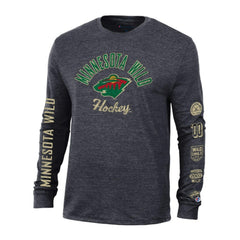 Minnesota Wild Champion Multi-Logo Tri-Blend Long Sleeve T-Shirt Heather Black