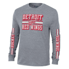 Detroit Red Wings Champion Tri-Blend Dual-Stripe Long Sleeve T-Shirt Heather Gray