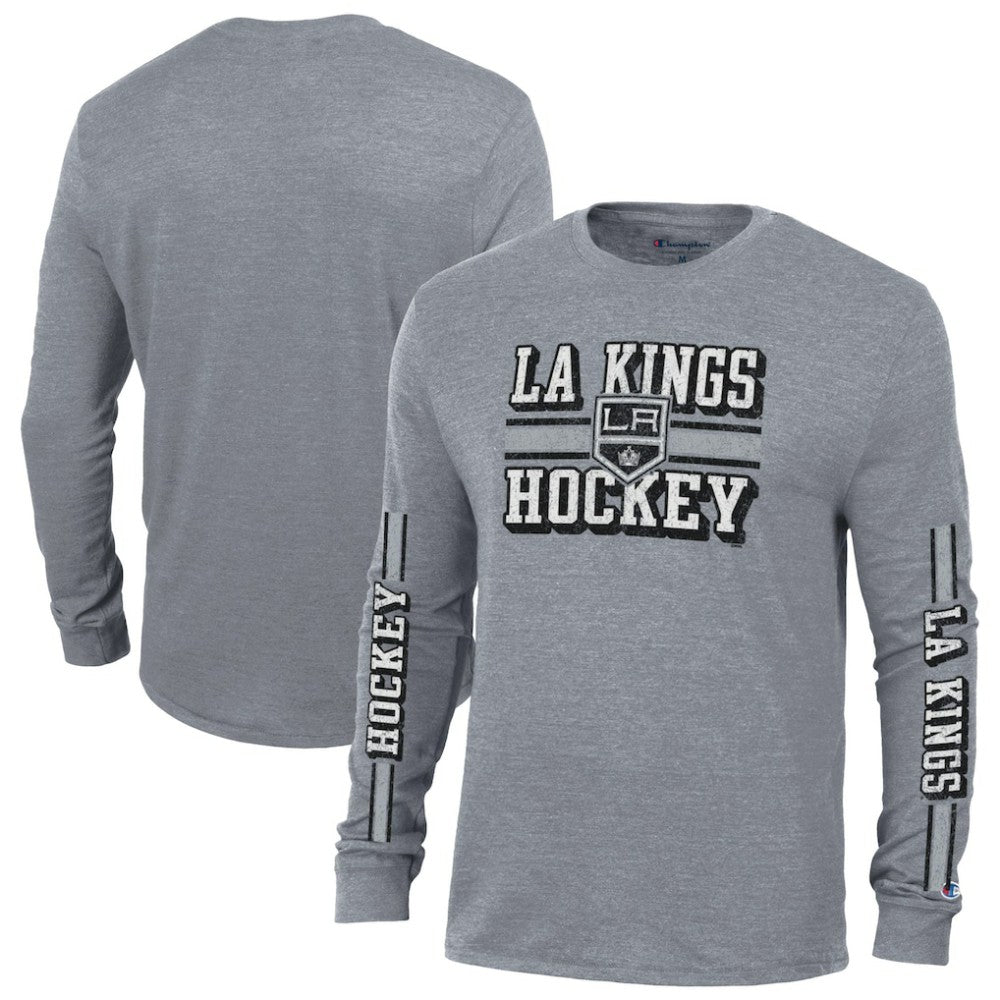 Los Angeles Kings Champion Tri-Blend Dual-Stripe Long Sleeve T-Shirt Heather Gray