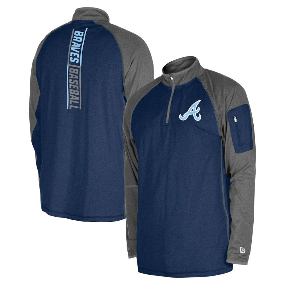 Atlanta Braves Father's Day Raglan Quarter-Zip Top Navy | New Era