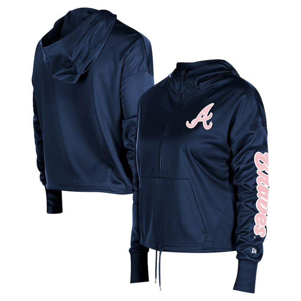 Atlanta Braves Women's Half-Zip Hoodie Navy | New Era