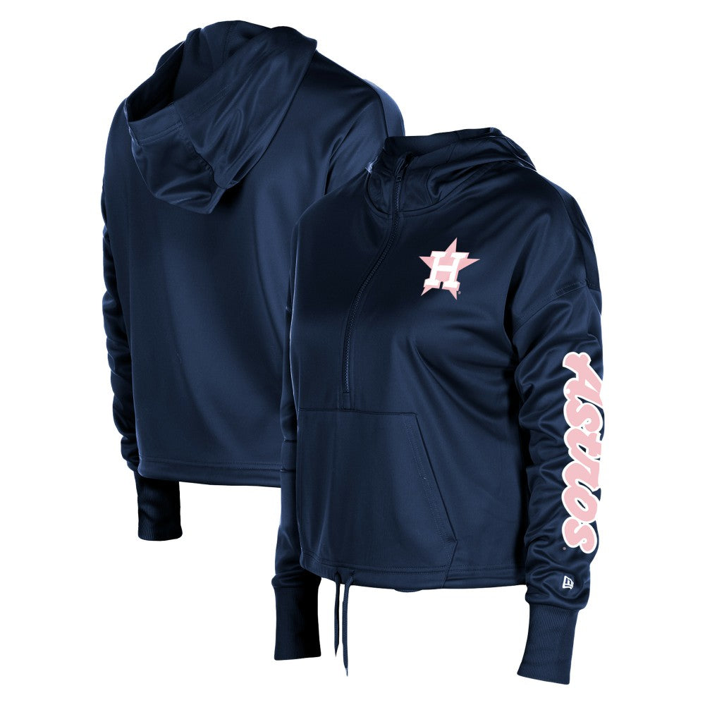 Houston Astros Women's Half-Zip Hoodie Navy | New Era