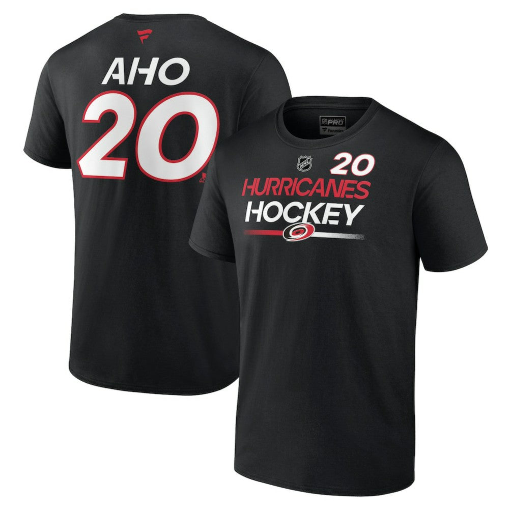 Sebastian Aho Carolina Hurricanes Fanatics  Authentic Pro Prime Name & Number T-Shirt Black