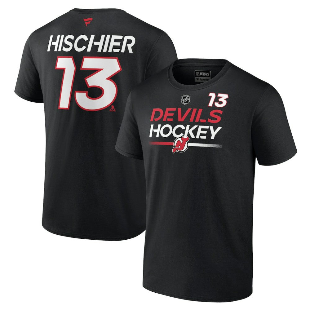 Nico Hischier New Jersey Devils Fanatics  Authentic Pro Prime Name & Number T-Shirt Black