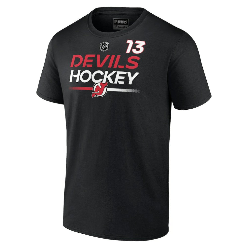 Nico Hischier New Jersey Devils Fanatics  Authentic Pro Prime Name & Number T-Shirt Black