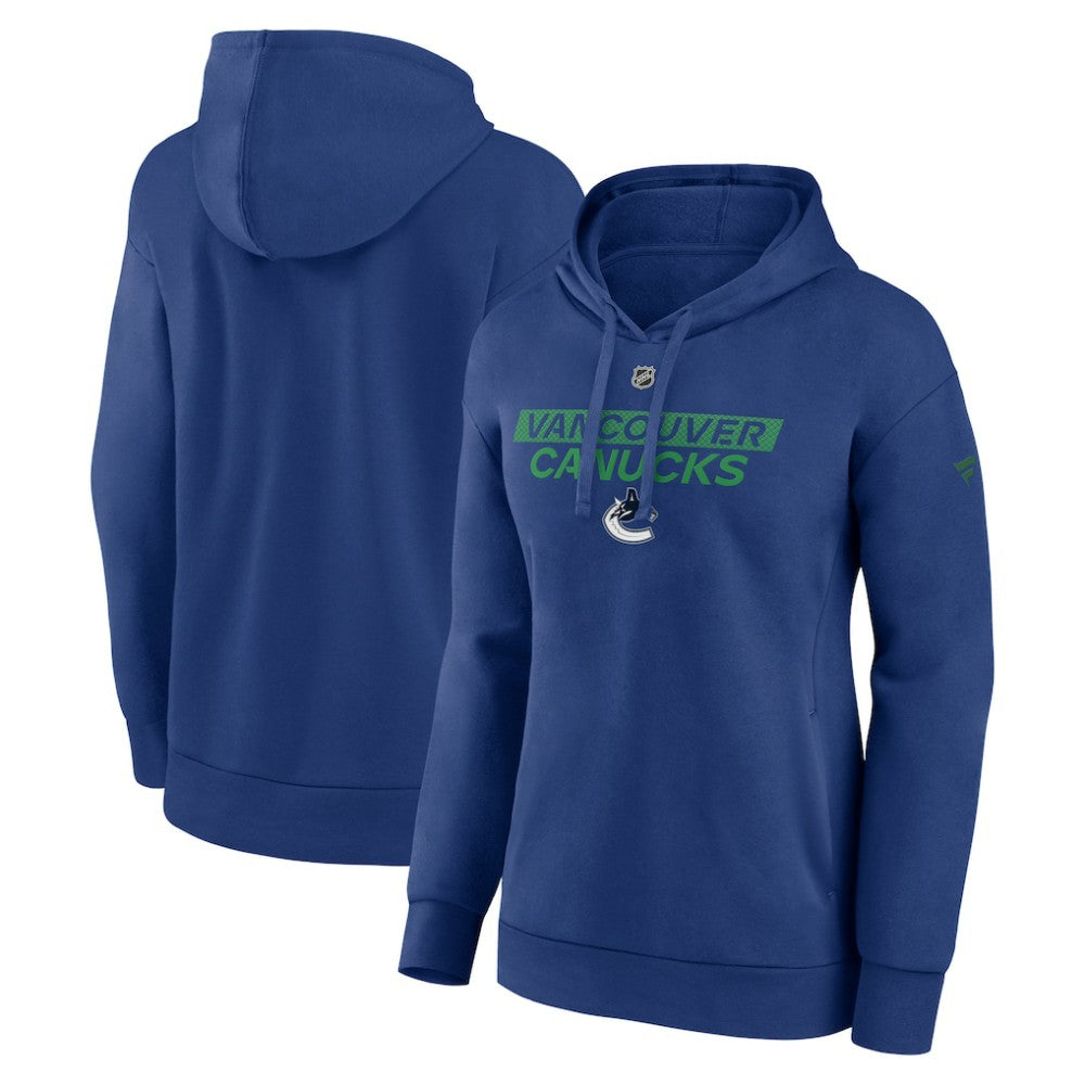 Vancouver Canucks Fanatics Women's Authentic Pro Core Primary Fleece Pullover Hoodie Blue