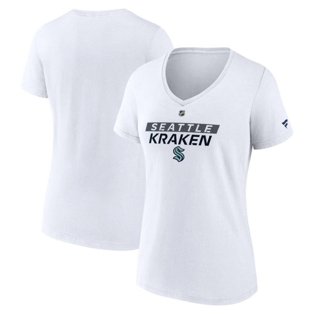 Seattle Kraken Fanatics Women's Authentic Pro Core Primary V-Neck T-Shirt White