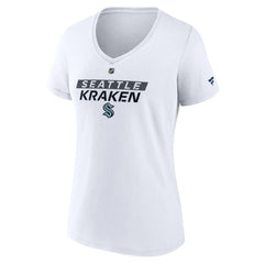 Seattle Kraken Fanatics Women's Authentic Pro Core Primary V-Neck T-Shirt White