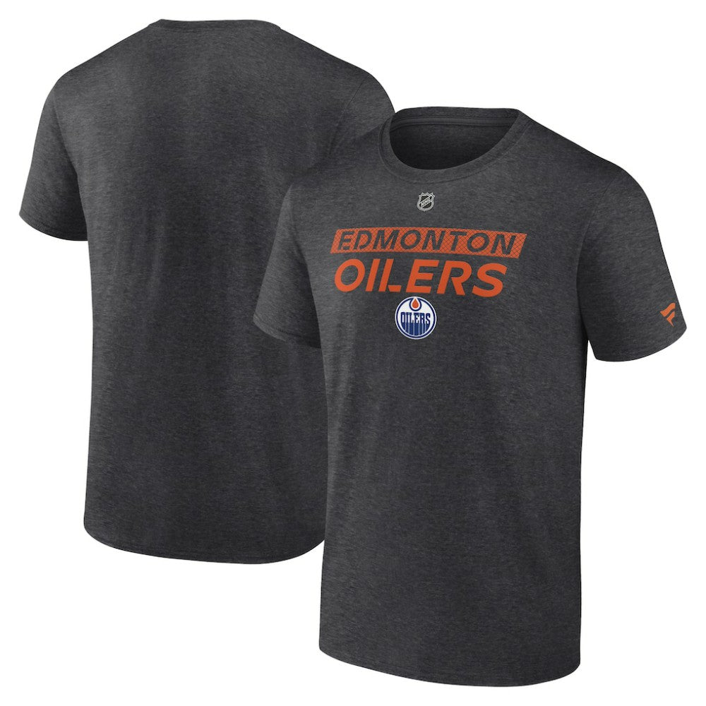 Edmonton Oilers Fanatics Authentic Pro Core Primary T-Shirt Heather Charcoal