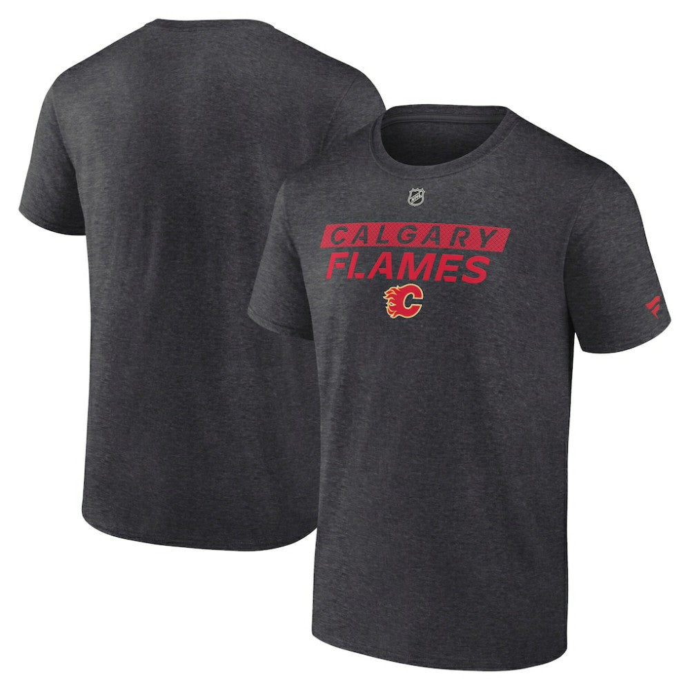 Calgary Flames Fanatics Authentic Pro Core Primary T-Shirt Heather Charcoal