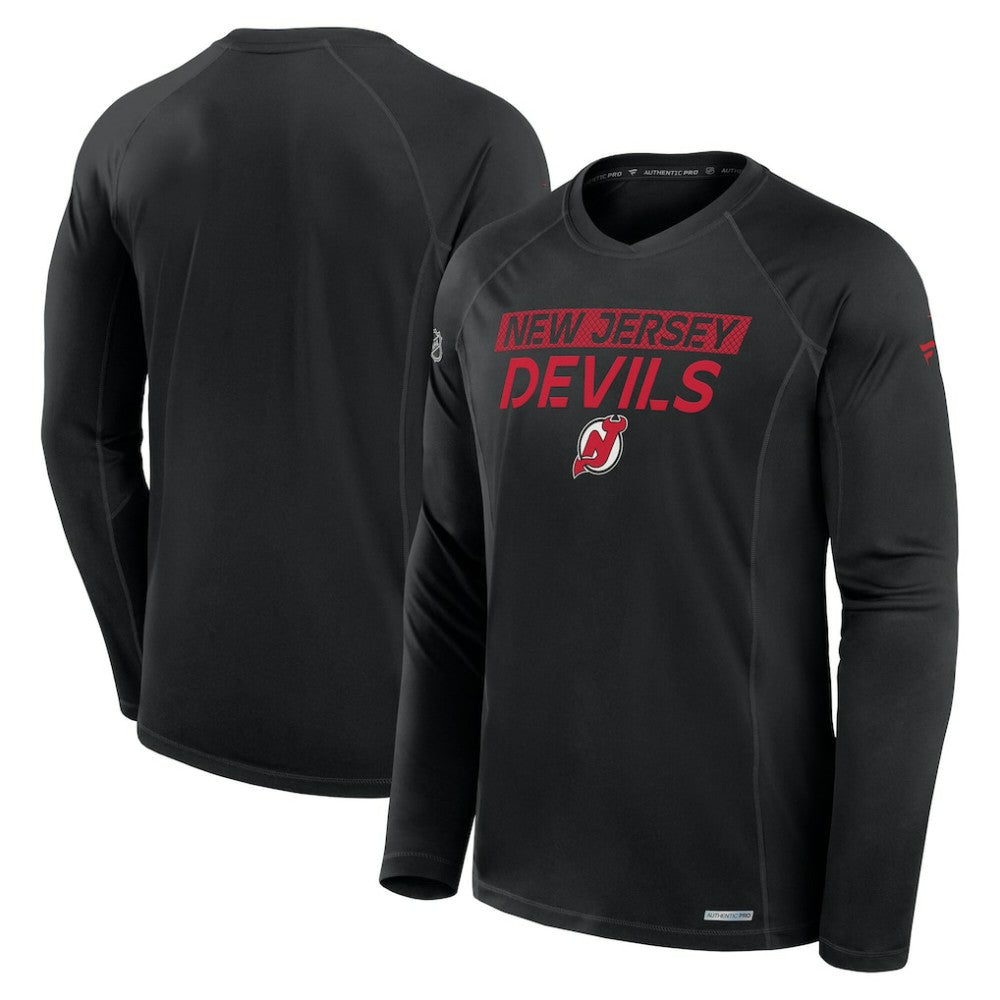 New Jersey Devils Fanatics Authentic Pro Rink Tech Long Sleeve T-Shirt Black