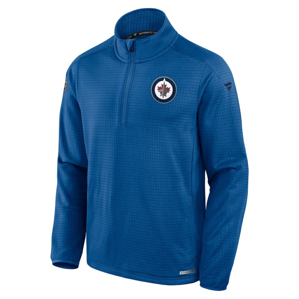 Winnipeg Jets Fanatics Authentic Pro Rink Quarter-Zip Jacket Blue