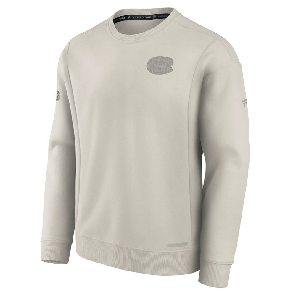 Montreal Canadiens Fanatics Authentic Pro Road Fleece Pullover Sweatshirt Cream