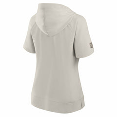 Detroit Red Wings Fanatics Women's Authentic Pro Road Short Sleeve V-Neck Pullover Hoodie Cream