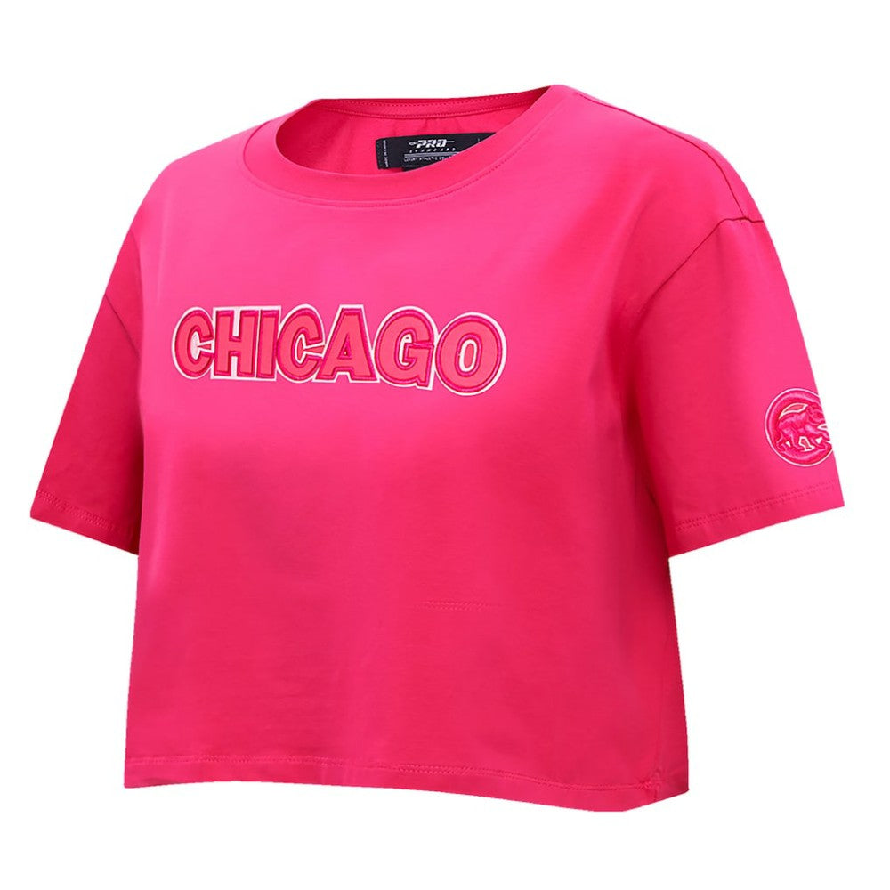 Chicago Cubs Pro Standard Women's Triple Pink Boxy Cropped T-Shirt Pink