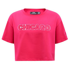 Chicago Cubs Pro Standard Women's Triple Pink Boxy Cropped T-Shirt Pink