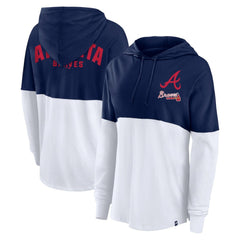 Atlanta Braves Women's Backup Option Pullover Hoodie Navy/White
