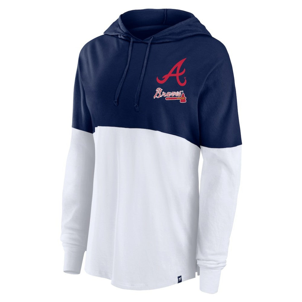 Atlanta Braves Women's Backup Option Pullover Hoodie Navy/White