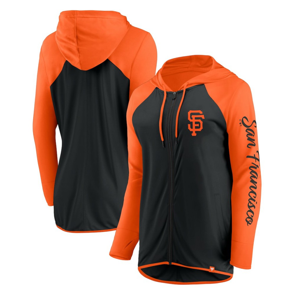 San Francisco Giants Women's Script Sleeve Full-Zip Hoodie Black/Orange