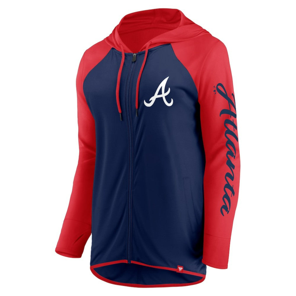 Atlanta Braves Women's Script Sleeve Full-Zip Hoodie Navy/Red
