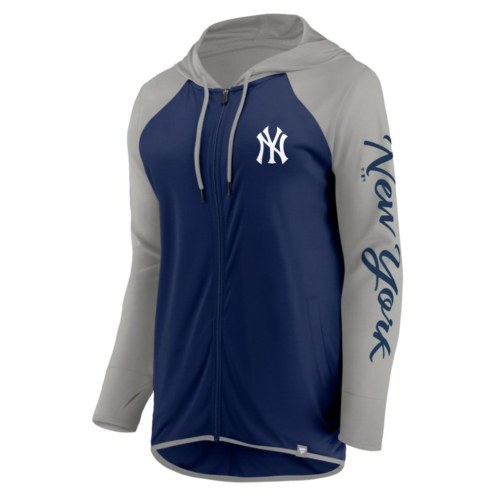 New York Yankees Women's Script Sleeve Full-Zip Hoodie Navy/Gray