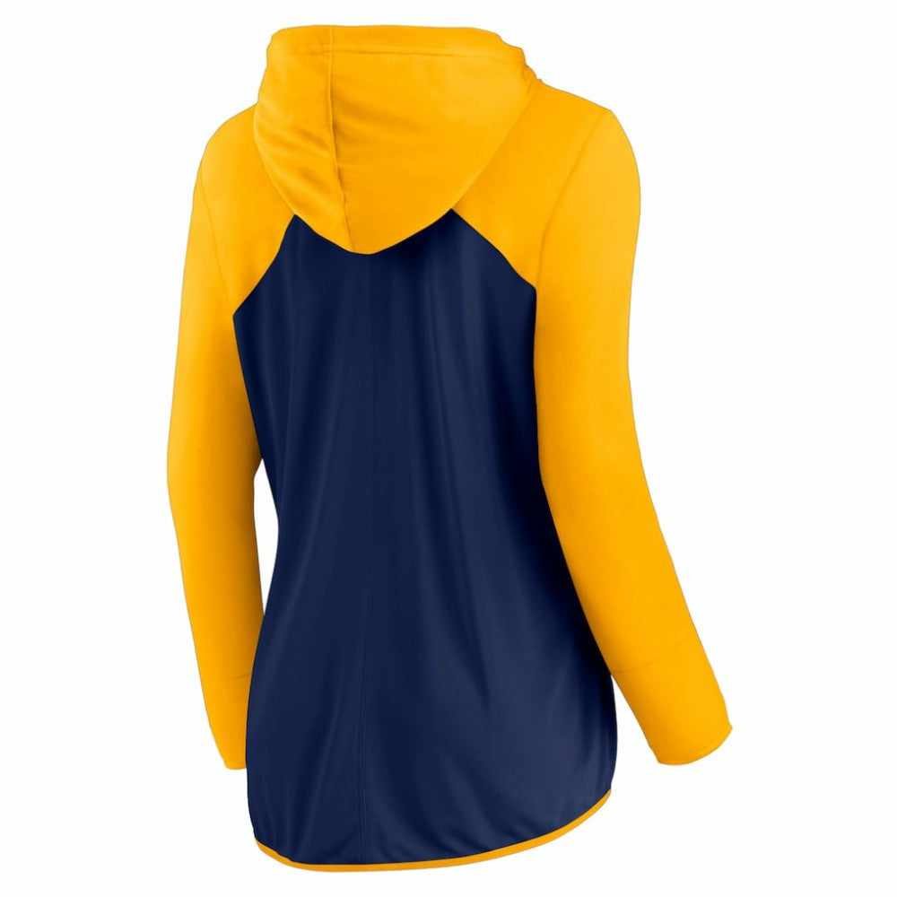Milwaukee Brewers Women's Script Sleeve Full-Zip Hoodie Navy/Gold
