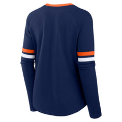 Houston Astros Women's Won & Done Raglan Lace-Up Long Sleeve T-Shirt Navy