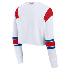 Philadelphia Phillies Women's Stretch Cropped Fashion Long Sleeve T-Shirt White